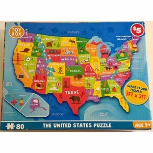 Toy Box Giant United States Floor Puzzle 80 Piece Kids Educational Map 3FT x 2FT